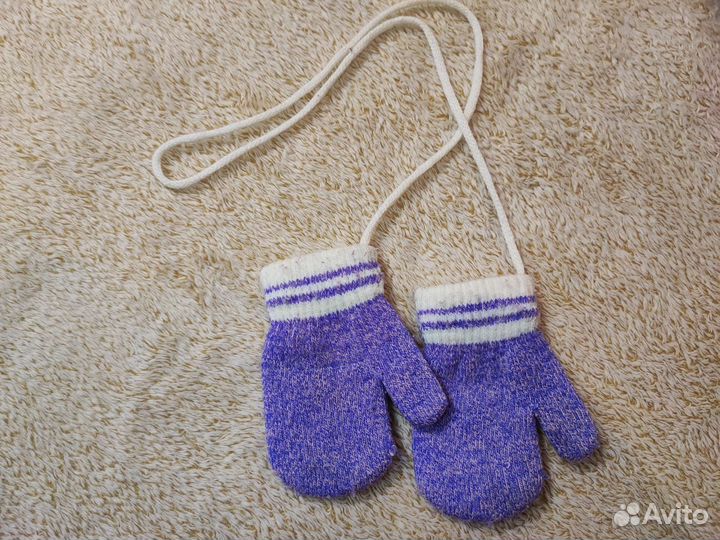 Шапка варежки перчатки для девочки 9 мес-1,5 года