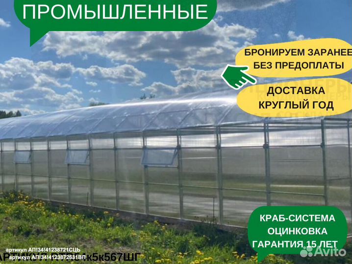 Теплица промышленная фермерская Арт П17274E