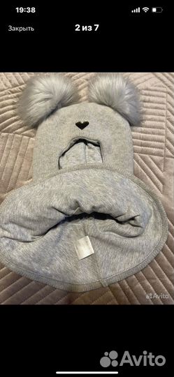 Шапка-шлем для дев 2-7 лет