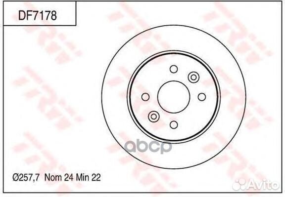Диск тормозной перед DF7178 TRW