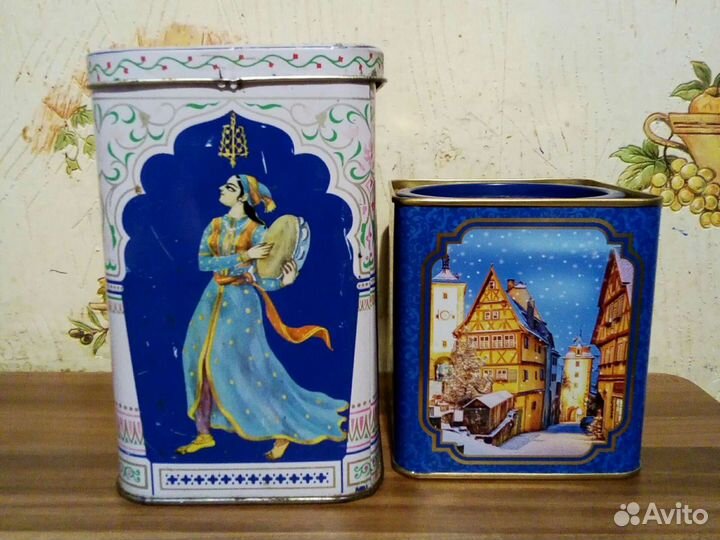 Баночки жестяные из - под чая. Винтаж. Индия