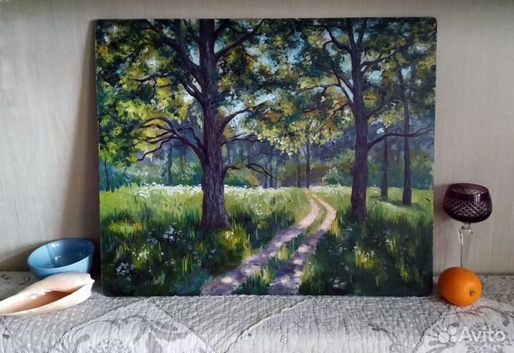 Картина маслом Летний пейзаж Дорога к детству