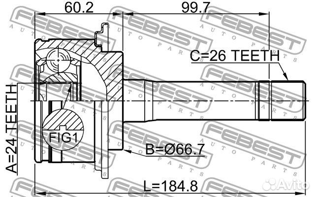 Шрус наружный 24x66.7x26