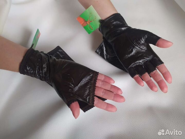 Перчатки женские митенки натуральная кожа