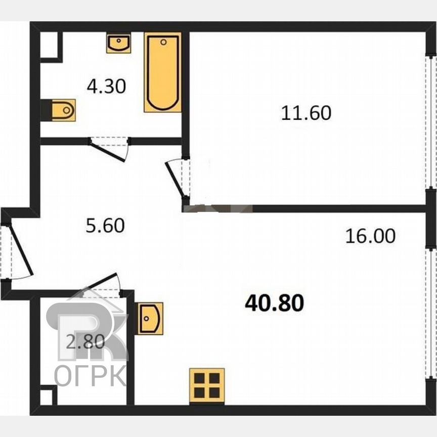 1-к. квартира, 40,8 м², 8/9 эт.