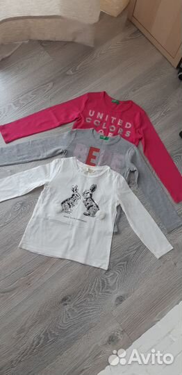 Футболки лонги Бенеттон,Манго, р. 104-110