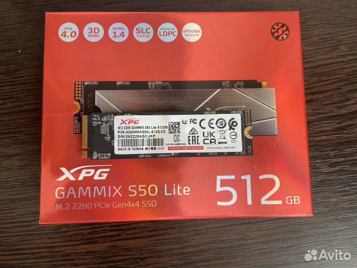 Adata XPG gammix S50 Lite 512 гб SSD M.2
