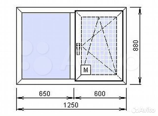 Пластиковое окно 1250*880мм