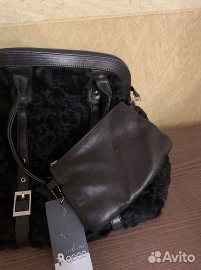 Сумка из натуральной кожи и каракуля