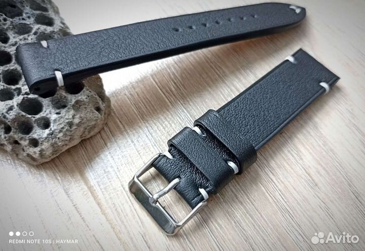 Ремешок для часов 20 мм черный ручной работы