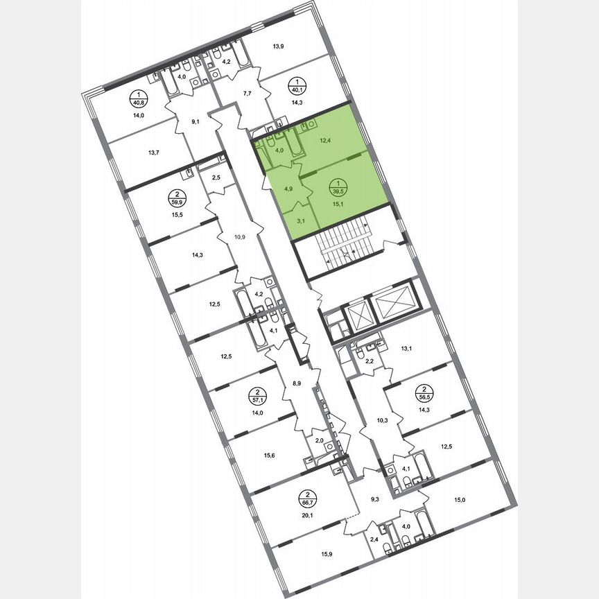 1-к. квартира, 39,5 м², 12/17 эт.
