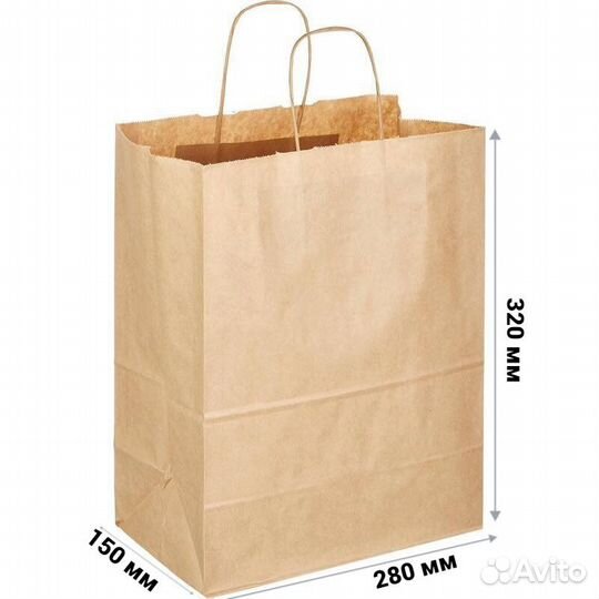 Крафт Пакет с Кручеными Ручками