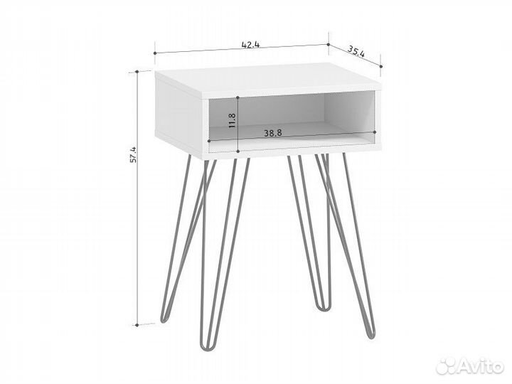 Тумба прикроватная Ивейн-4 Iron Open White