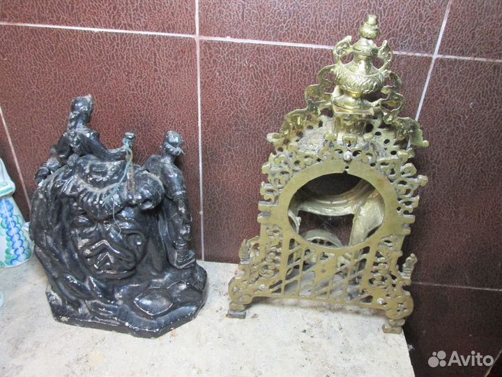 Часы Каменный цветок подчасник Германия бронза