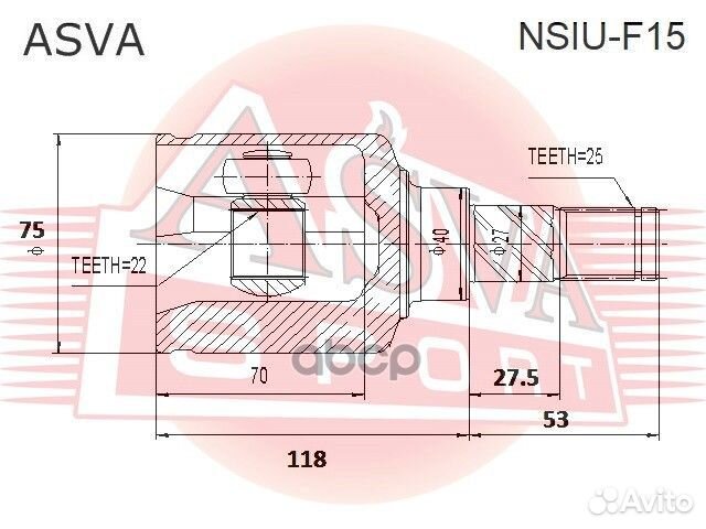 ШРУС внутренний левый 22x40x25 nsiuf15 asva