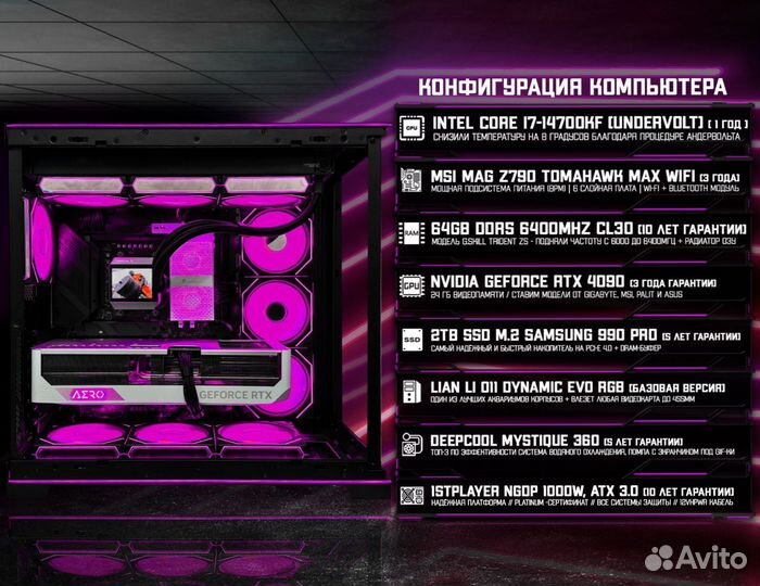 Игровой пк 14700K/ RTX 4090/ 64Гб DDR5 6400 MHz