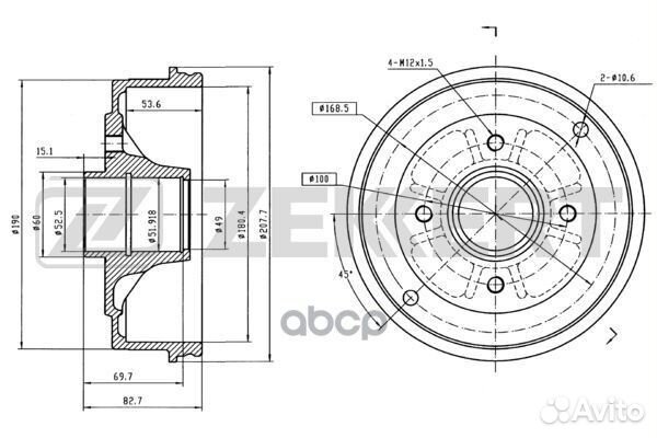 Барабан торм. зад. Renault Clio I II 91- Loga