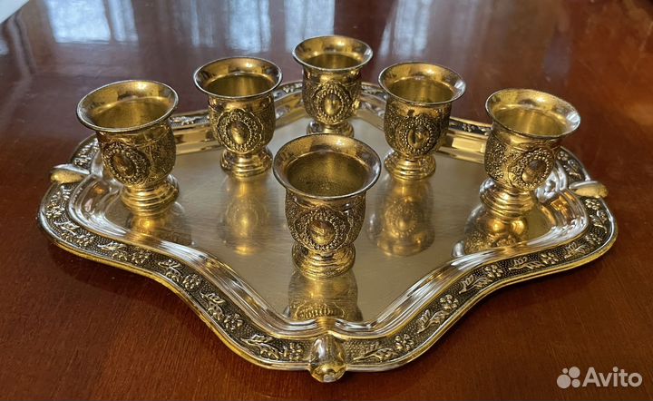 Набор стопок мельхиор с подносом