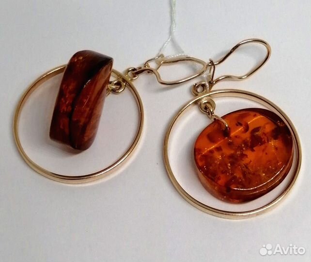 Серьги / 11,67г / Золото583 / янтарь