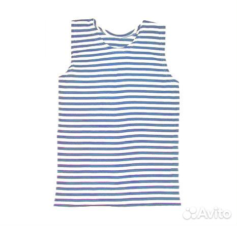 4453 Майка-тельняшка, кулирка, хлопок, голубая (Ти