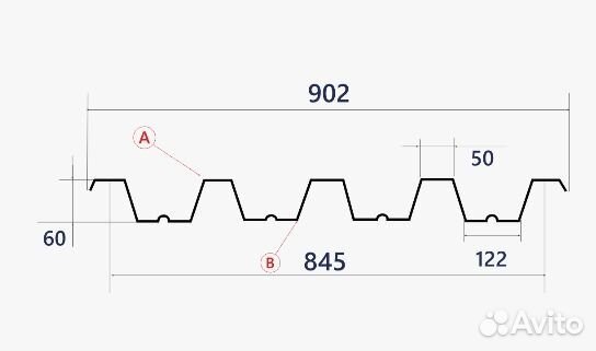 Профнастил Н60 цинк 0,65мм