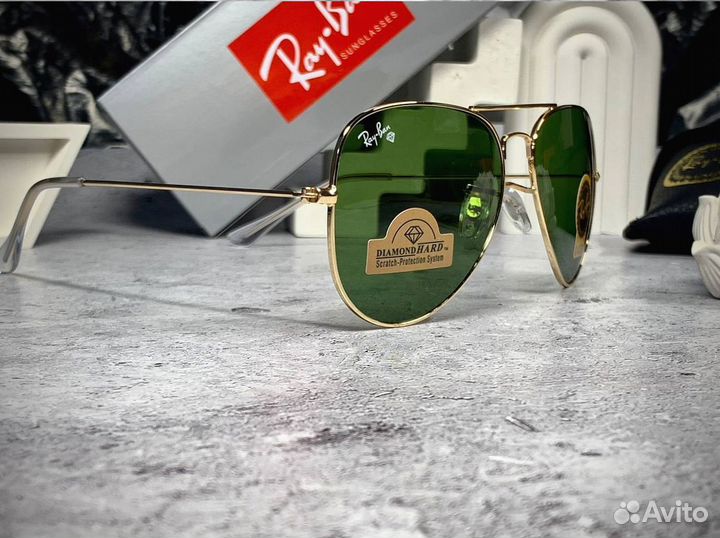 Очки Ray Ban Aviator золотые