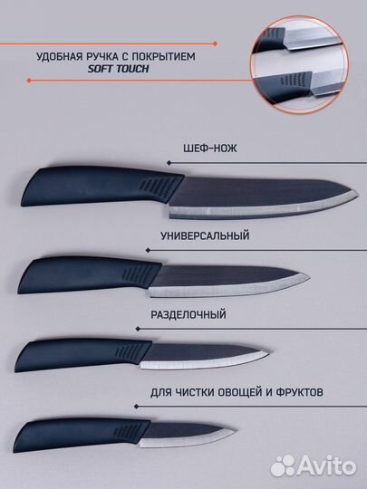 Набор керамических ножей на подставке