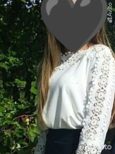 Блузка женская белая с кружевом