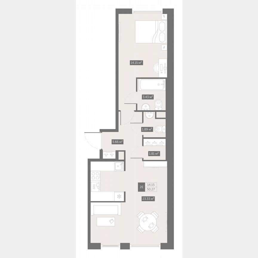 1-к. квартира, 50,3 м², 2/10 эт.