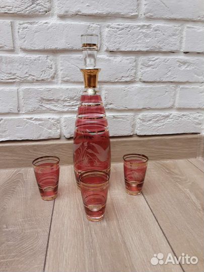 Графин и стопки Богемия серия Охота