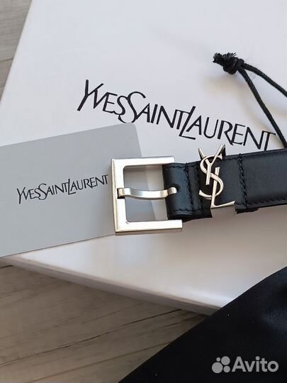 Ремень YSL натуральная кожа серебро