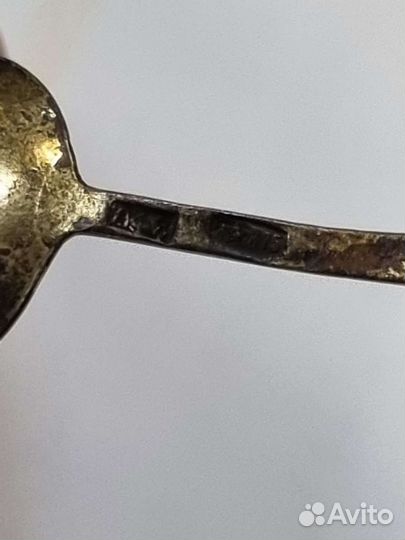 Ложка для соли. Серебро. Эмаль. 875-я