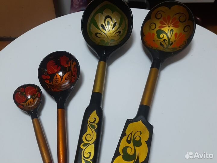 Деревянные ложки хохлома СССР 4 шт