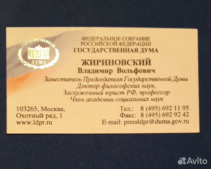 Визитные карточки В.В.Жириновский В.Е.Чуров