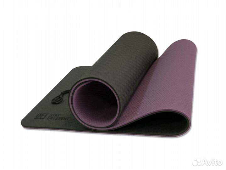 Коврик для йоги 10 мм двухслойный TPE черно-фиолет