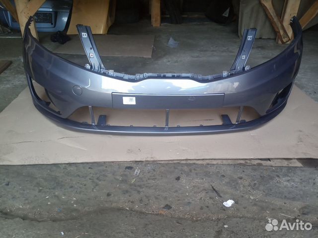 Бампер передний Киа Рио 2011-2015 серый металлик