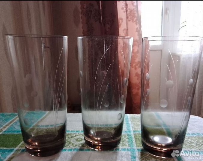 Стаканы разные, стекло (3 +3)