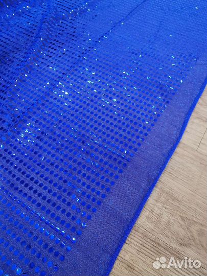 Ткань Сетка с пайетками монетка электрик