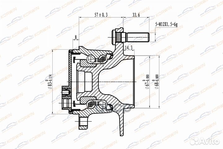 Ступица колеса korwin задняя ABS mazda 3 (BM ) 13