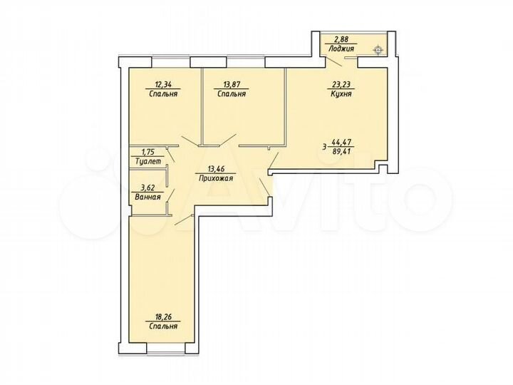 3-к. квартира, 89,4 м², 8/10 эт.