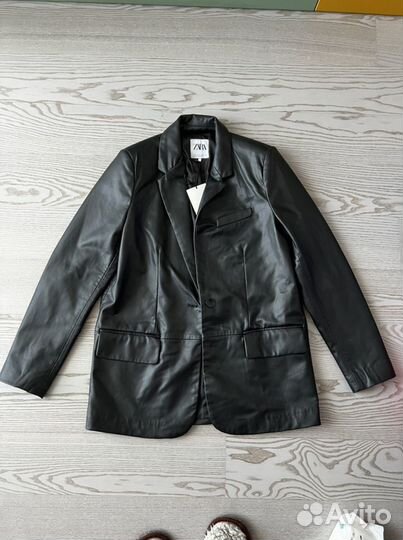 Новый кожаный пиджак Zara 2024