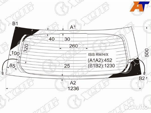 Стекло заднее toyota isis
