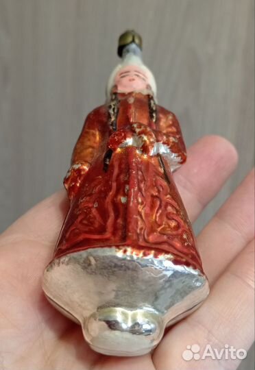 Елочные игрушки Дед Мороз и Снегурочка стекло СССР