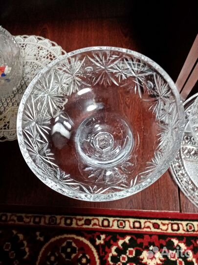 Хрустальная ваза на ножке. Богемия