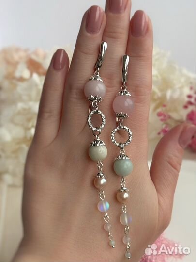 Серьги с натуральными камнями