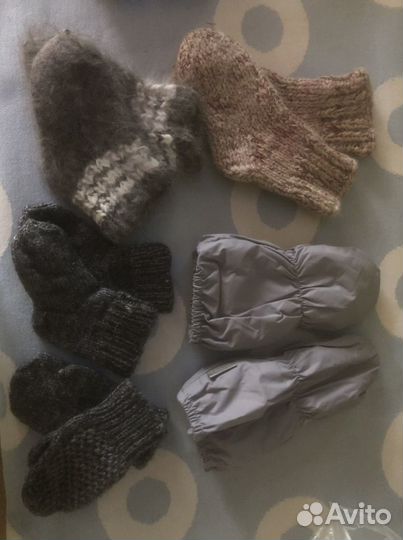 Зимние шерстяные носки и варежки на 3-6 мес