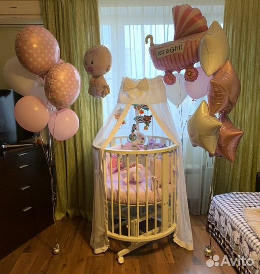 Детская кроватка овальная транформер