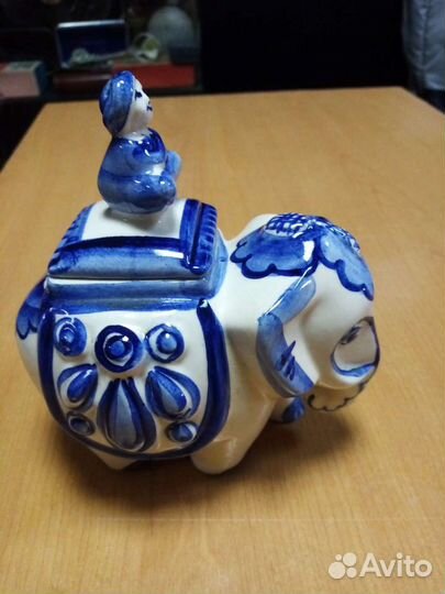 Шкатулка индийский слон гжель