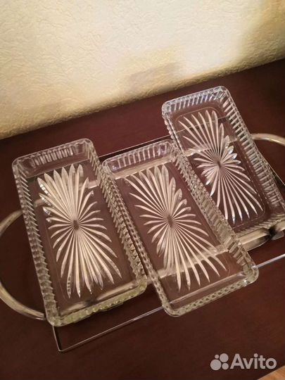 Менажница металл стекло