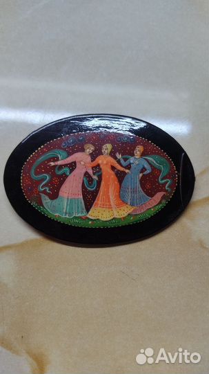 Брошь винтаж с росписью хохлома